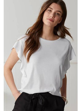 Tchibo Women Plain Short Sleeve Shirt, White  - Image 1