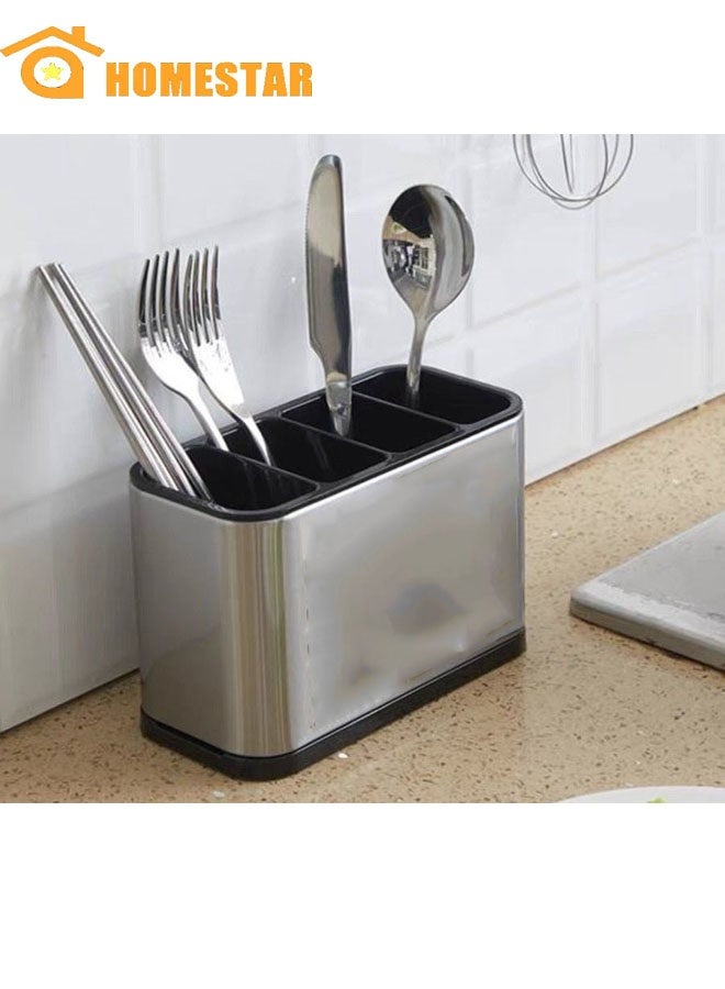 هومستر حامل أدوات المائدة، من الفولاذ المقاوم للصدأ عالي الجودة، تخزين لمنظم سطح المطبخ، أدوات الطهي، تنظيم المطبخ، تخزين وحامل أدوات المائدة - Image 1