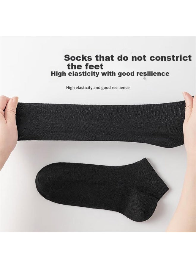Langsha Socks, 100% Pure Cotton, Men's Summer Short Tube Breathable Boat Socks, Thin Mesh Shorts For Men, 5 Pairs Per Pack