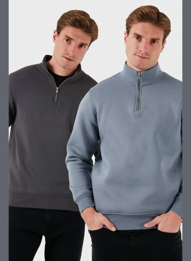 Buratti Buratti Cotton Regular Fit Stand-Up Collar 2-Pack Men's Sweatshirt 59052592S2