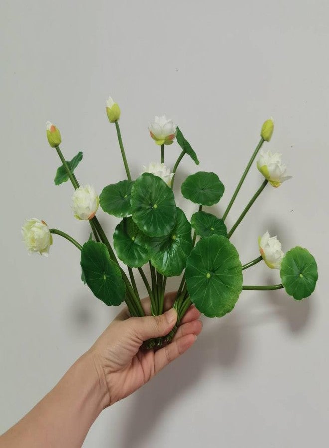 DODXIAOBEUL Artificial Flower Water Lily,Silk Plants Floating Flowers,Plastic Flowers Lotus Flowers,Realistic Fake Flowers Lotus Decor Used for Fish Tank Decoration Home Decor (3, White) - Image 4