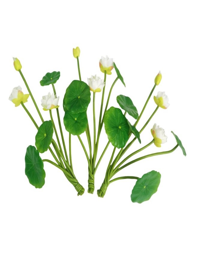 DODXIAOBEUL Artificial Flower Water Lily,Silk Plants Floating Flowers,Plastic Flowers Lotus Flowers,Realistic Fake Flowers Lotus Decor Used for Fish Tank Decoration Home Decor (3, White) - Image 1
