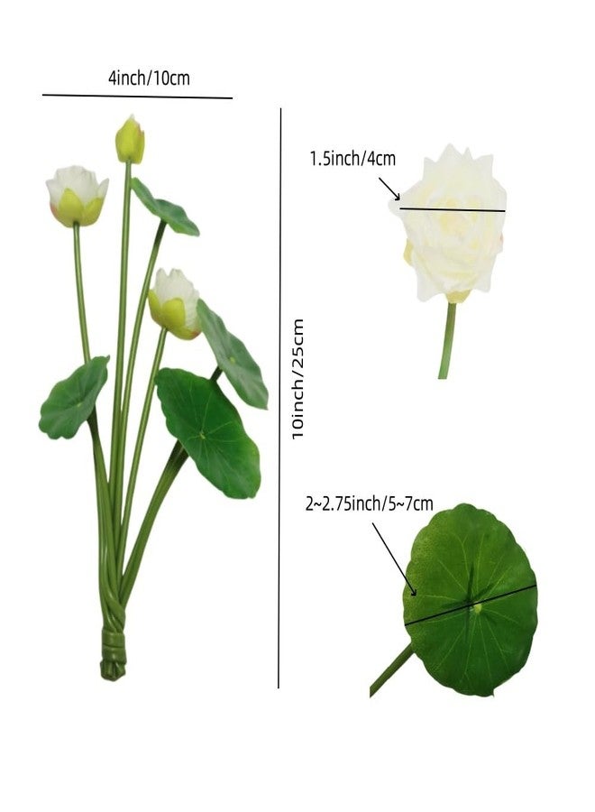 DODXIAOBEUL Artificial Flower Water Lily,Silk Plants Floating Flowers,Plastic Flowers Lotus Flowers,Realistic Fake Flowers Lotus Decor Used for Fish Tank Decoration Home Decor (3, White) - Image 2