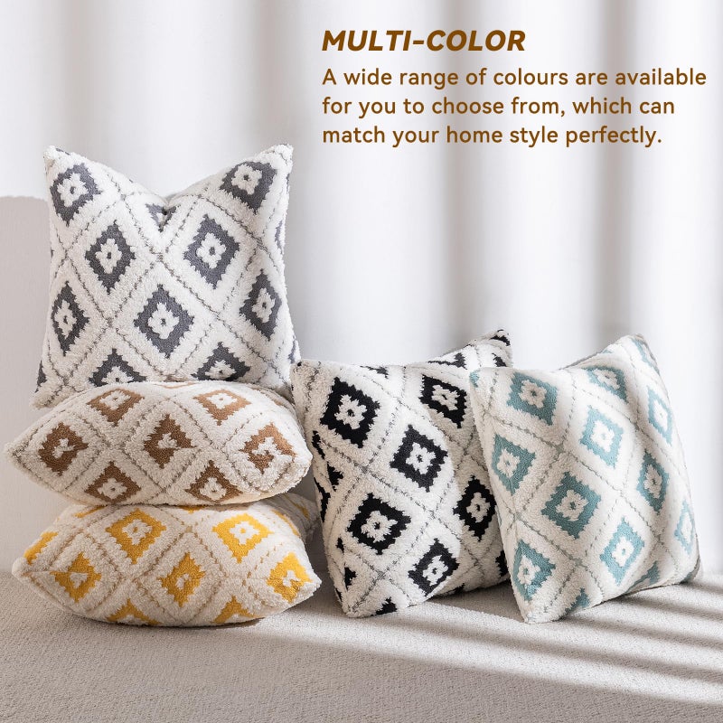 AmHoo Pack of 2 Decorative Throw Pillow Covers Rhomboid Luxury Super Soft Plush Set Case Cushion for Couch Sofa Bedroom 20 x 20-Inch Porcelain Blue - Image 5