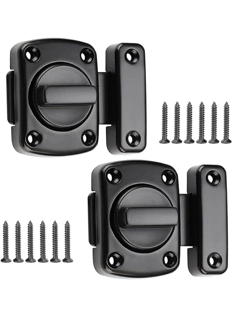 Door Sliding Bolt Latch, 2Pcs Bathroom Latch Rotate Bolt Gate Latch Door Lock, Additional Fixed Anti-Theft Lock for Left and Right, Zinc Alloy Latch for Balcony Toilet Window (Black) - Image 1