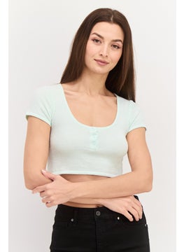 Women Round Neck Short Sleeves Textured Crop Top, Lime Green - pzsku/Z34287404F3BB1AB80366Z/45/_/1737728183/b1499ba7-a67b-4314-8067-93b8c4177f3e