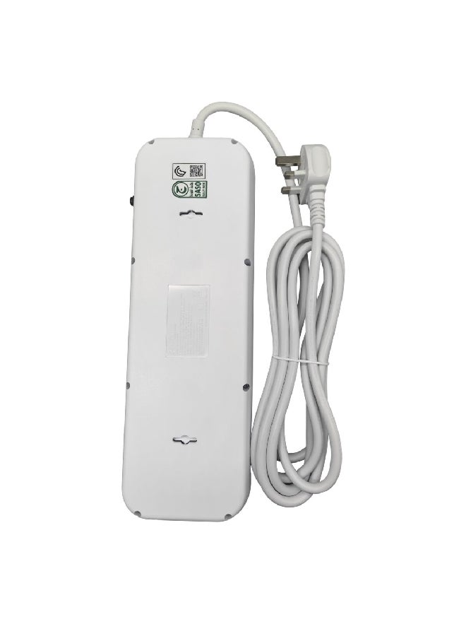 StarTech 8-Outlet Extension Cord with 2-Switch and 3-USB White 45 x 6.5 x 22 cm HN6090 - Image 3