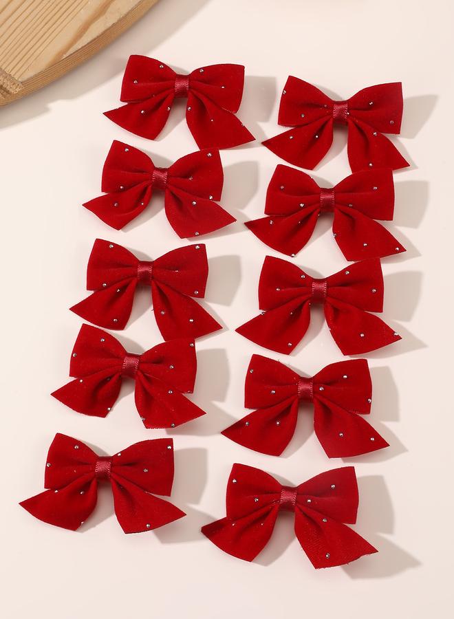 Take Two Set of 10 - Solid  Bow Hair Clips - Image 3