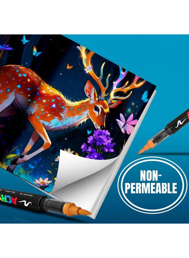 BIGTHUMB 72 Colors Acrylic Paint Pens Markers, Brush Tip Automatic Ink Control Paint Markers for Rock Painting, Ceramic, Wood, Plastic, Canvas, Glass, Card Making, DIY Crafts & Art Supplie - Image 5