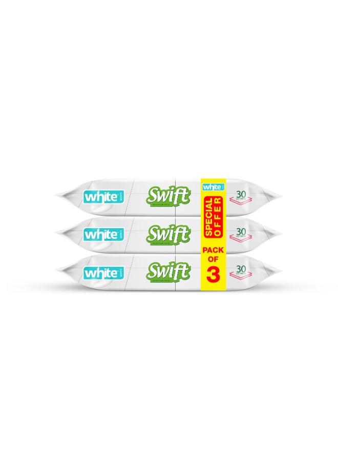 White مناديل مبللة بيضاء سريعة 30 سحب 3 في 1 - Image 1