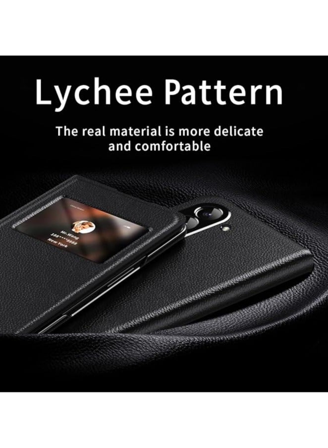 عام غطاء شامل لجهاز Samsung Galaxy Z Fold 6 5G القابل للطي، مزود بثقب لمشاهدة الوقت والرد على المكالمات مجانًا، ويأتي مع وظيفة Stand. يحمي الجهاز من السقوط ويتميز بتصميم يناسب الاستخدامات العملية. - Image 3