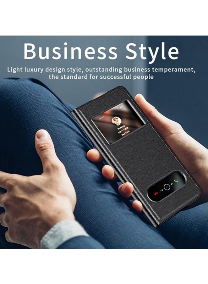 عام غطاء شامل لجهاز Samsung Galaxy Z Fold 6 5G القابل للطي، مزود بثقب لمشاهدة الوقت والرد على المكالمات مجانًا، ويأتي مع وظيفة Stand. يحمي الجهاز من السقوط ويتميز بتصميم يناسب الاستخدامات العملية. - Image 5