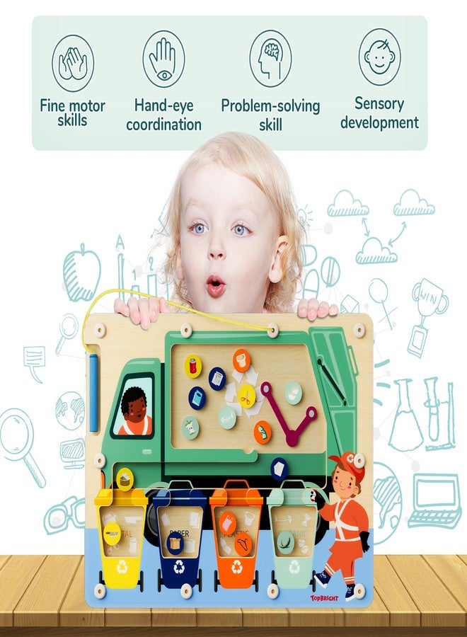 TOP BRIGHT Magnetic Maze Board for 3 4 5 Years Old, Trash Truck Toy, Montessori Busy Board for Toddlers 3-5, Garbage Truck Toys, Toddler Fine Motor Skills Toys, Travel Toy for Boys Girls 3 Years Old - Image 2