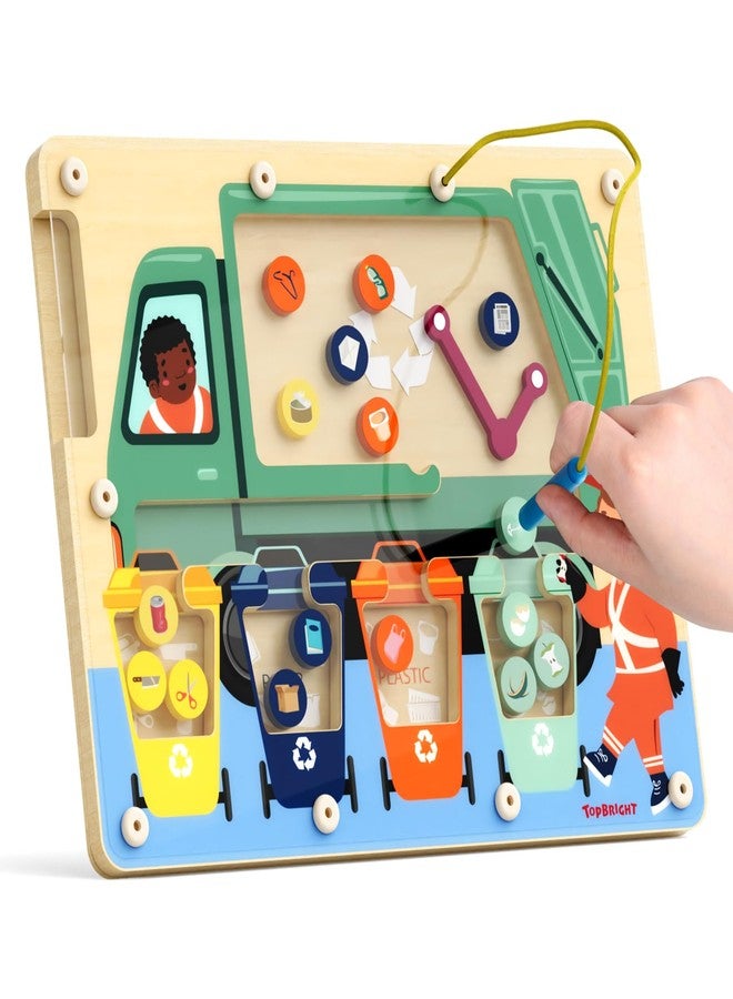 TOP BRIGHT Magnetic Maze Board for 3 4 5 Years Old, Trash Truck Toy, Montessori Busy Board for Toddlers 3-5, Garbage Truck Toys, Toddler Fine Motor Skills Toys, Travel Toy for Boys Girls 3 Years Old - Image 1
