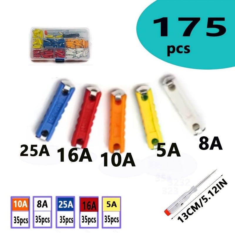 175pcs Torpedo Style Car Fuses for Classic European and Agricultural Vehicle Circuits - Image 1