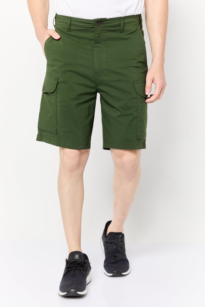 DOCKERS Men Relaxed Fit Plain Cargo Shorts, Dark Green - Image 1
