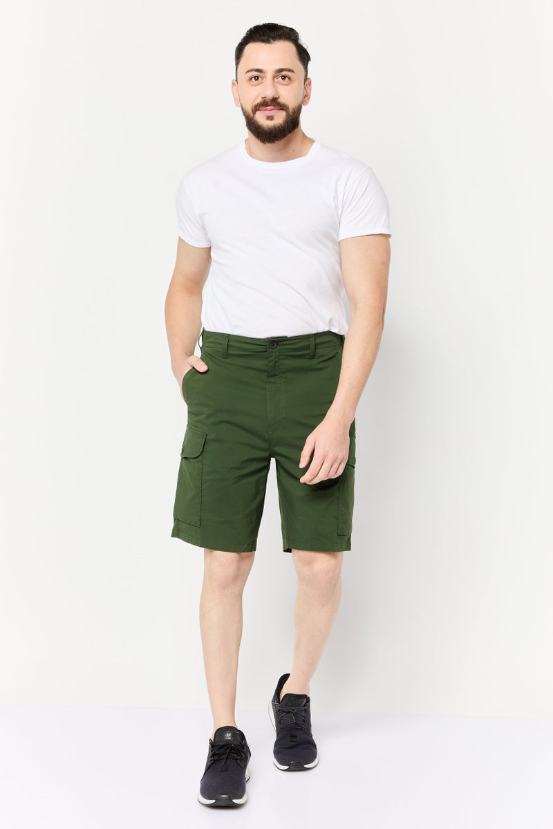 DOCKERS Men Relaxed Fit Plain Cargo Shorts, Dark Green - Image 4
