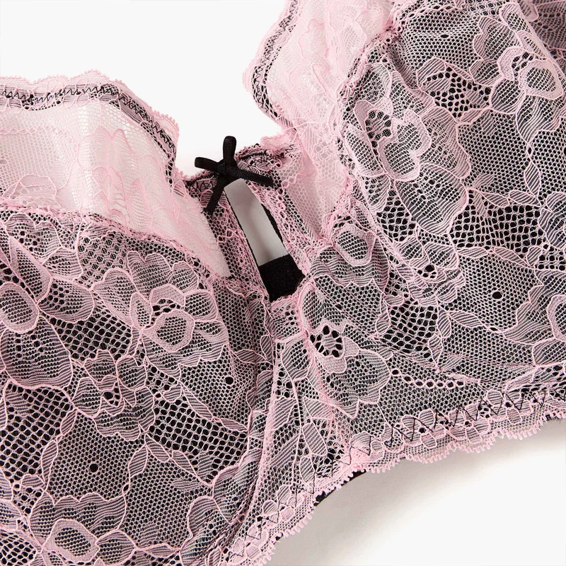 Aadaraya Aadaraya Lace Textured Balconette Bra with Hook and Eye Closure