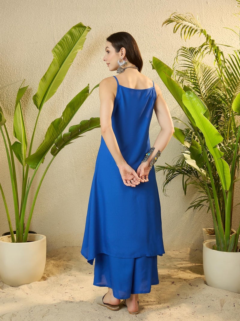 InWeave Women Solid Regular Kurta with Palazzos - Image 3