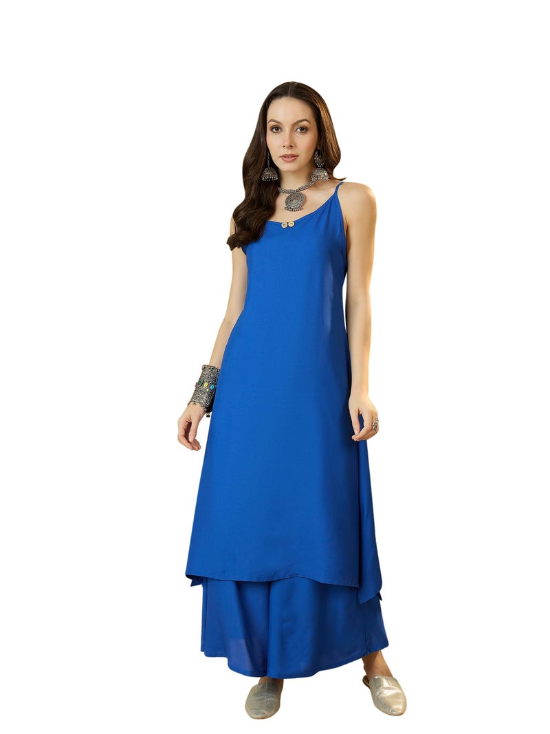 InWeave Women Solid Regular Kurta with Palazzos - Image 1