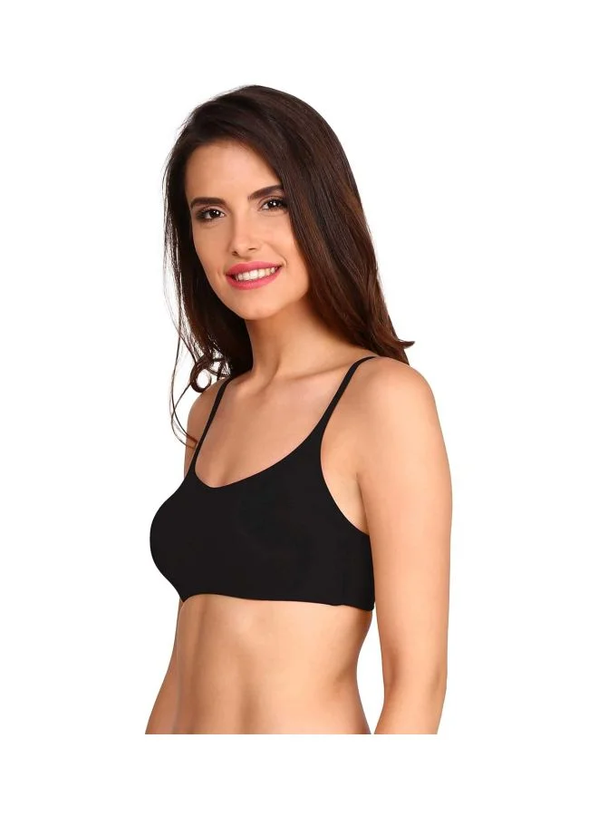 Jockey BLACK SS12 Women Wire free Non Padded Super Combed Cotton Elastane Stretch Full Coverage Beginners Bra with Adjustable Straps for Women | Best Price UAE