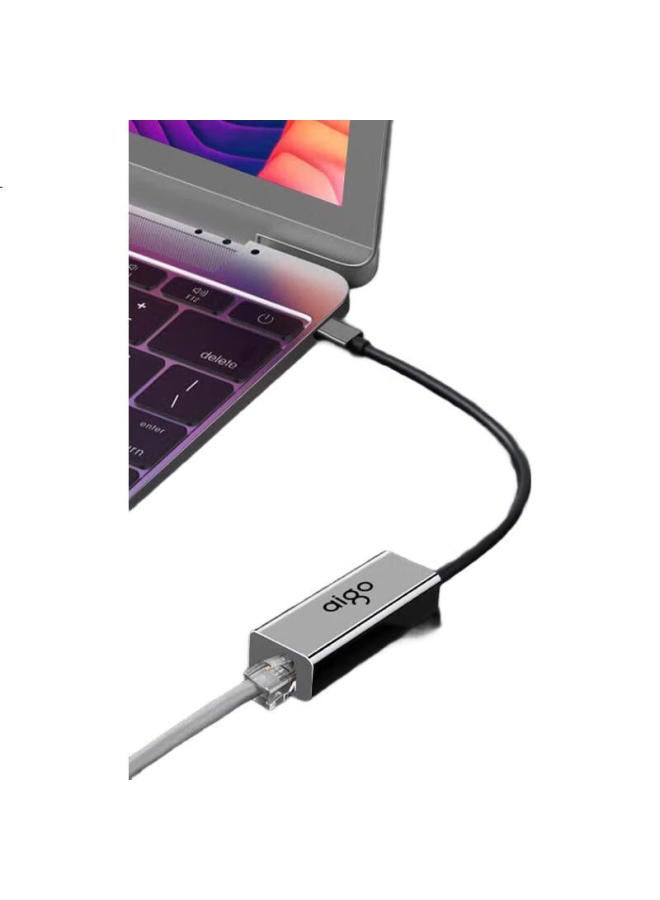 aigo Type-C To Rj45 Ethernet Adapter, 100Mbps Wired Network Card, Network Cable Converter, Laptop Docking Station, Compatible With Lenovo, Xiaomi, Huawei, Apple, Expansion Dock R01C (Metal) - Image 3