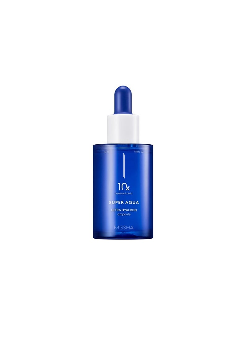 Missha Korean 10 X Super Aqua Ultra Hyalron Ampoule , With Hyaluonic Acid , To Calm Down Sensitive Skin 47ml - Image 1