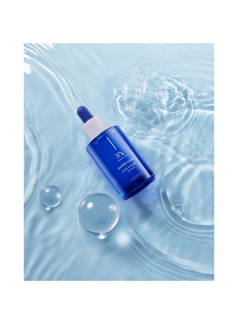 Missha Korean 10 X Super Aqua Ultra Hyalron Ampoule , With Hyaluonic Acid , To Calm Down Sensitive Skin 47ml - Image 3