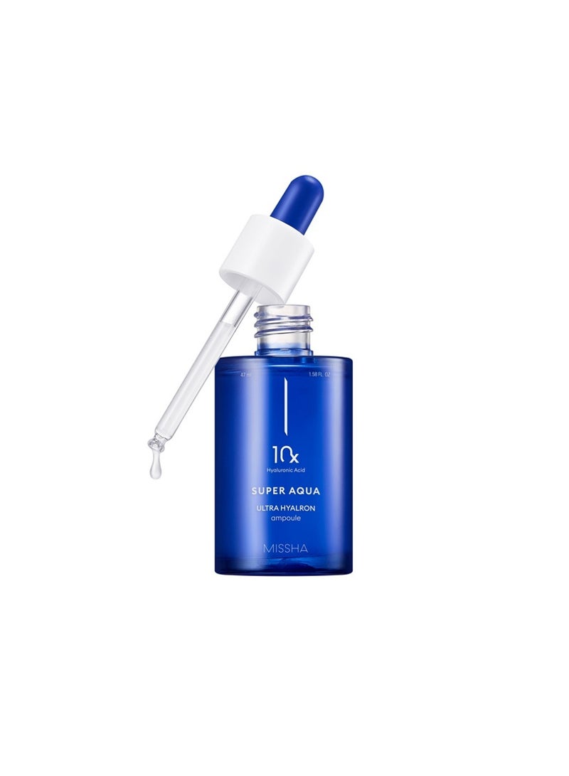 Missha Korean 10 X Super Aqua Ultra Hyalron Ampoule , With Hyaluonic Acid , To Calm Down Sensitive Skin 47ml - Image 2