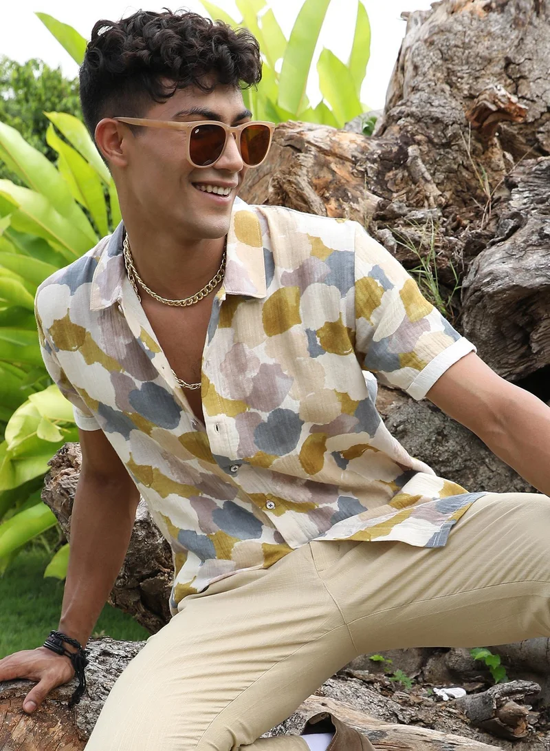 كامبوس سوترا قميص بطبعة تجريدية متعدد الألوان للرجال