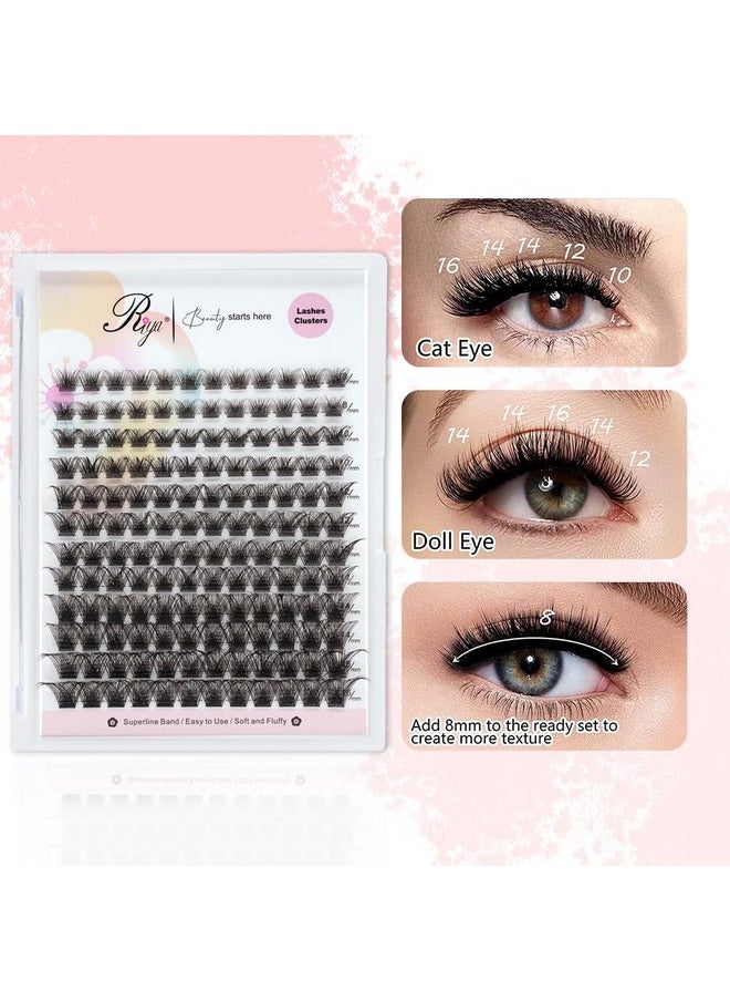 Riya - Lash Clusters 144Pcs With Strong Hold Bond Seal Lash Glue And Eyelash Extenisons Kit And Applicator Clusters Lashes Kit 816Mm D Curl Individual Lashes Diy At Home（01） - Image 1