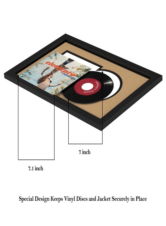 eletecpro 8.8x13.8 Record Frame with Double Mats for Single 7-inch Music Album Cover and Vinyl, 45 rpm (6 7/8") inch Vinyl Record Display for Wall, Classic and Stylish Record Holder for Wall Decor - Image 3