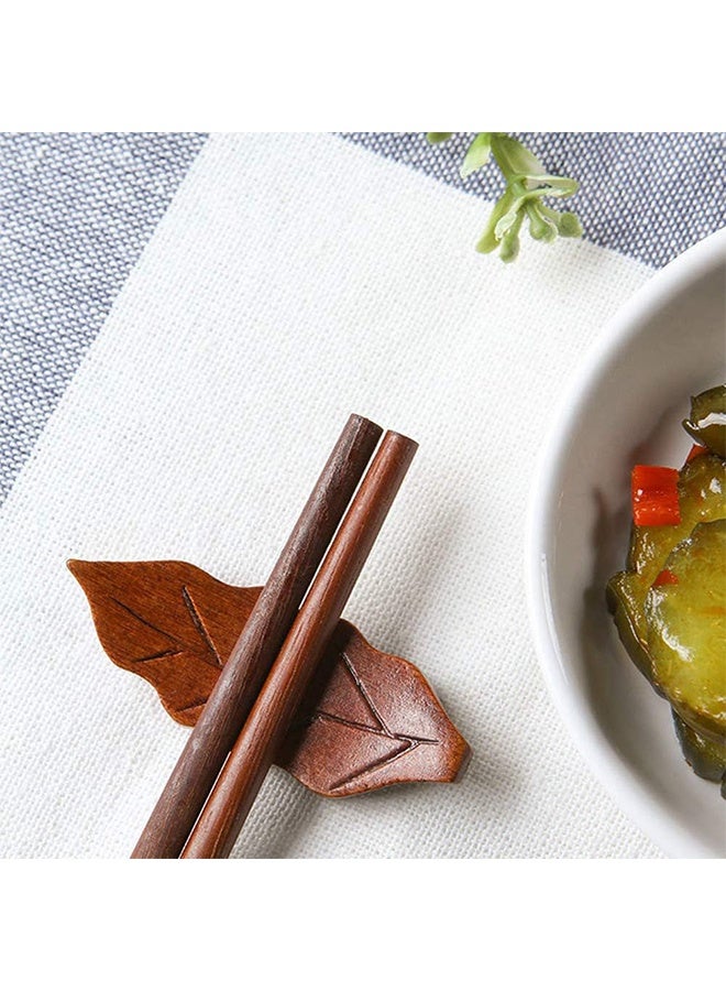 6 قطع من حاملات أعواد تناول الطعام الخشبية على شكل أوراق الشجر للمنزل والفندق والمطاعم، حاملات أعواد تناول الطعام الطبيعية الفاخرة، مجموعة حاملات الملاعق والشوك والسكاكين - Image 5
