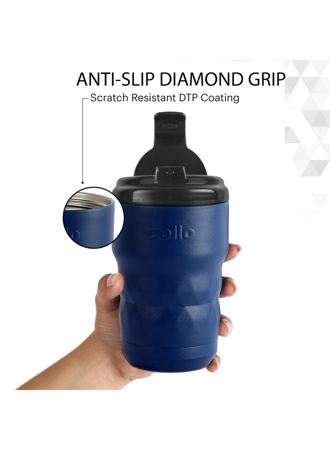 Cello CELLO Nomad Stainless Steel Vacum Insulated Mug, 350ml, Blue | Anti-Slip Diamond Grip | Prolonged Hours Hot & Cold | Spill Proof & Easy to Sip Travel Mug | Tea & Juice Mug | Soup Flask | Water Flask - Image 4