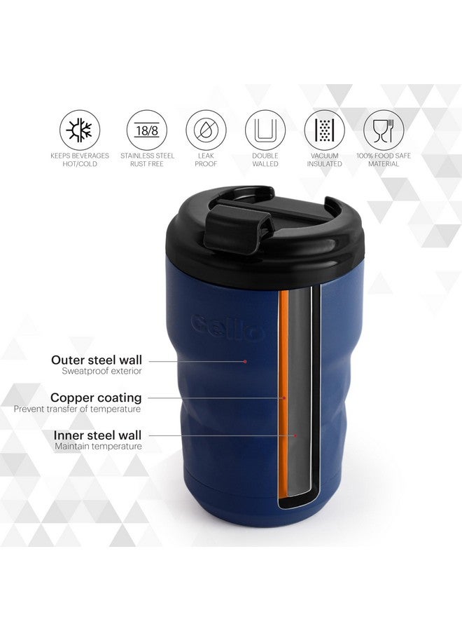 Cello CELLO Nomad Stainless Steel Vacum Insulated Mug, 350ml, Blue | Anti-Slip Diamond Grip | Prolonged Hours Hot & Cold | Spill Proof & Easy to Sip Travel Mug | Tea & Juice Mug | Soup Flask | Water Flask - Image 3