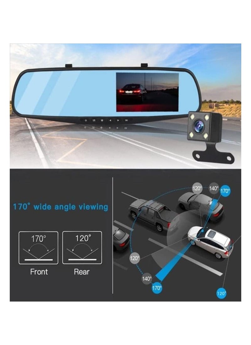 SHEZA STAR Vehicle Blackbox DVR Car Mirror Camera 1080P Dual Dash Camera Front & Rear View Camera HD Video Recorder 170° Wide Angle Support Night Vision G-Sensor Loop Recording Camera  - Image 5
