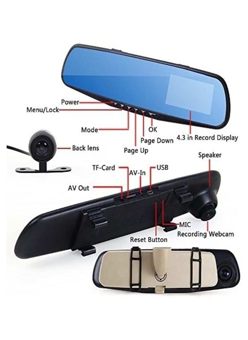 SHEZA STAR - Vehicle Blackbox DVR Car Mirror Camera 1080P Dual Dash Camera Front & Rear View Camera HD Video Recorder 170° Wide Angle Support Night Vision G-Sensor Loop Recording Camera - Image 1