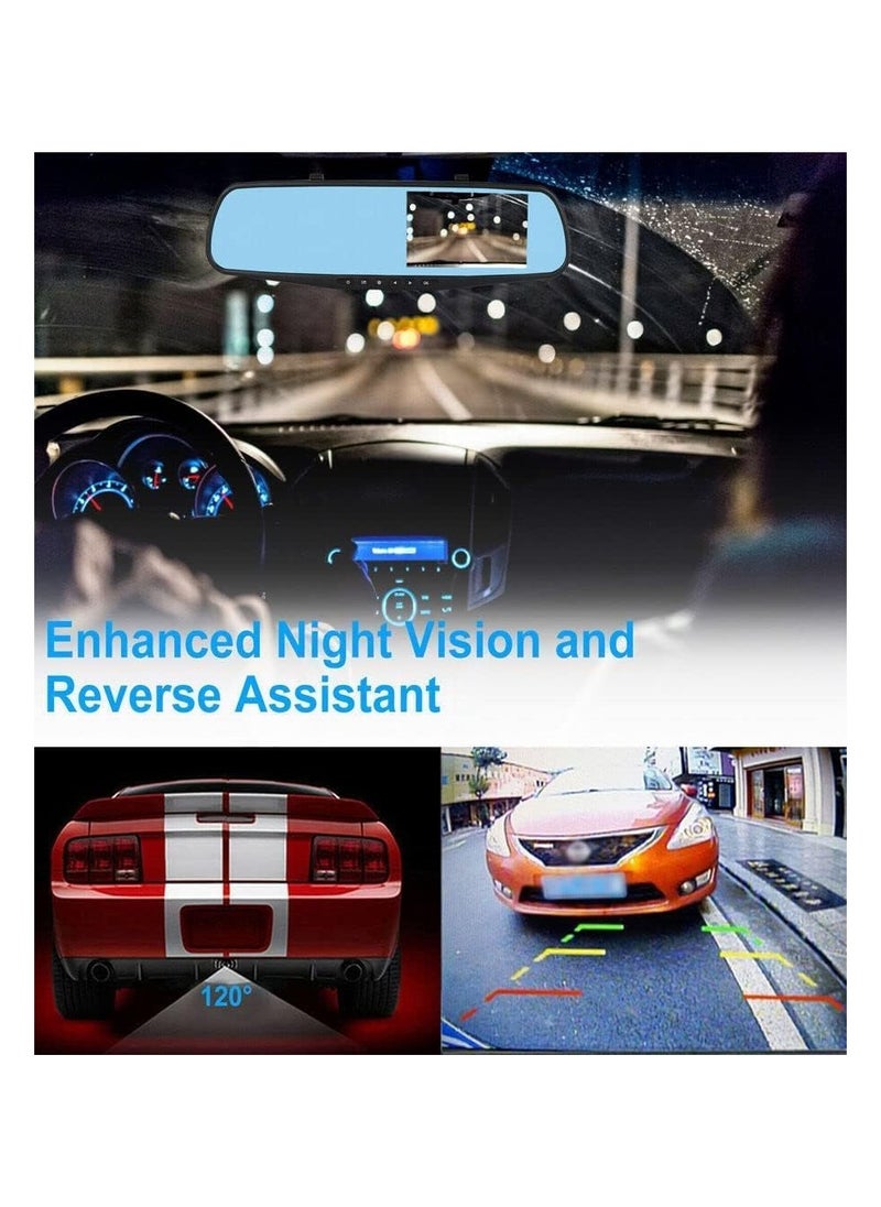 SHEZA STAR Vehicle Blackbox DVR Car Mirror Camera 1080P Dual Dash Camera Front & Rear View Camera HD Video Recorder 170° Wide Angle Support Night Vision G-Sensor Loop Recording Camera  - Image 4