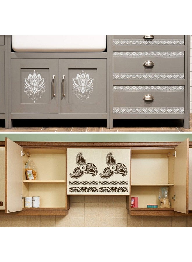 CODOHI Flower Border Stencils 8 Pcs Mandala Stencils For Painting On Wood Canvas Paper Wall Mandala Border Reusable Diy Craft Stencils 8.3X11.8 - Image 4