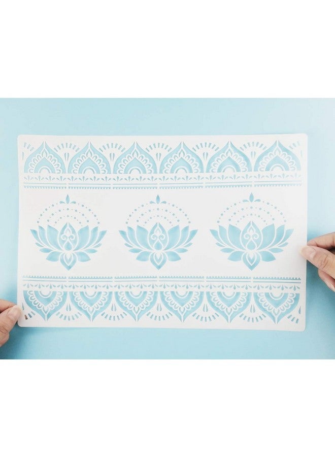 CODOHI Flower Border Stencils 8 Pcs Mandala Stencils For Painting On Wood Canvas Paper Wall Mandala Border Reusable Diy Craft Stencils 8.3X11.8 - Image 3