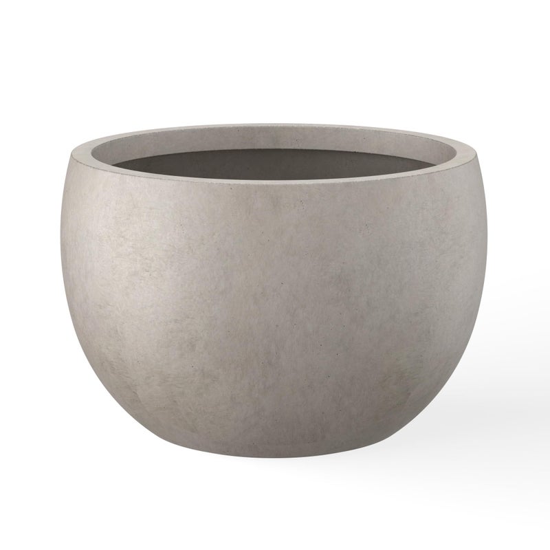 Kante 11.8" Dia Round Concrete Planter, Outdoor/Indoor Large Bowl Plant Pots with Drainage Hole and Rubber Plug for Garden Patio Balcony Home, Weathered Concrete - Image 1