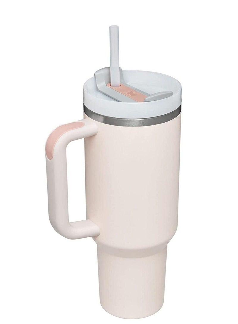 Stanley 40oz Stanley Quencher H20 Flowstate Stainless Steel Vacuum Insulated Tumbler with Lid and Straw for Water, Iced Tea or Coffee, Smoothie and More, Cream (Rose Quartz) - Image 2