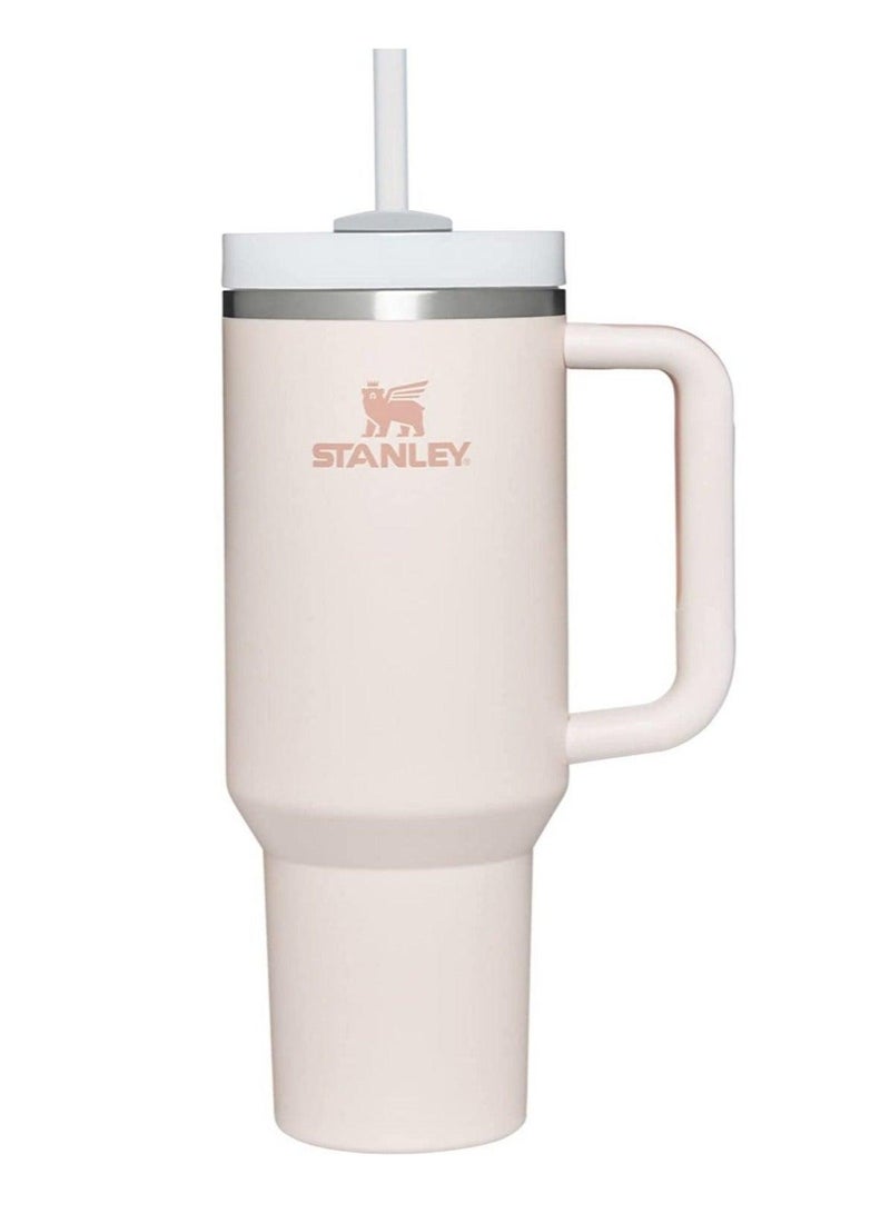 Stanley 40oz Stanley Quencher H20 Flowstate Stainless Steel Vacuum Insulated Tumbler with Lid and Straw for Water, Iced Tea or Coffee, Smoothie and More, Cream (Rose Quartz) - Image 1