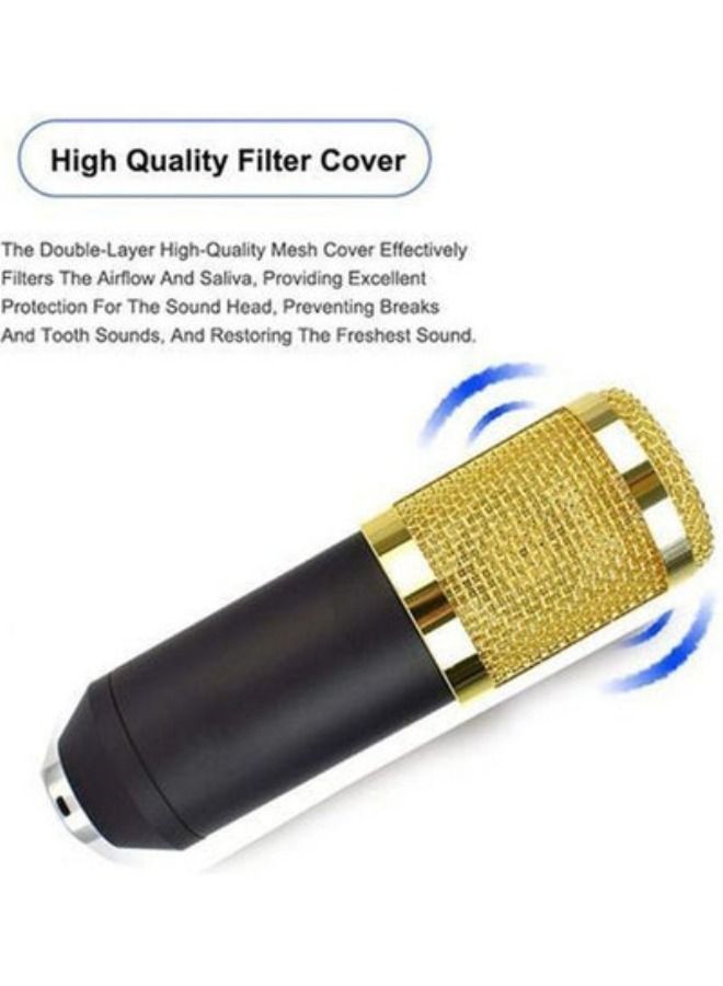 ACLIX Microphone Condenser + Set V8 Usb With Sound Card AZ-8452 Black-Gold - Image 3