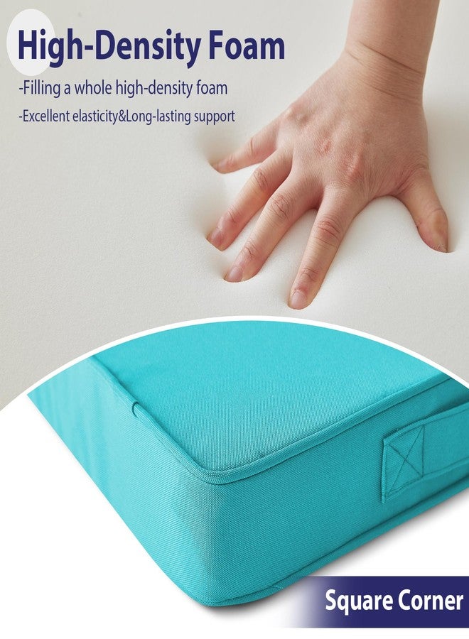IPYNBAP Outdoor Chair Cushions Set of 4,Waterproof Outdoor Seat Cushions for Patio Furniture,Patio Chair Cushion with Handle and Ties, Square Out Door Chair Pads,19" x 19" x 3", Teal - Image 4