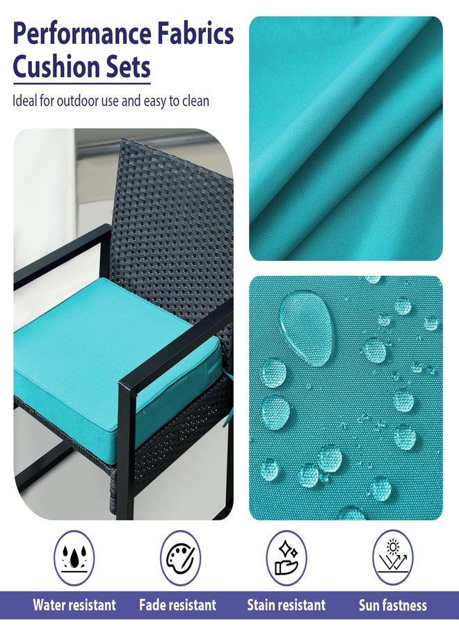 IPYNBAP Outdoor Chair Cushions Set of 4,Waterproof Outdoor Seat Cushions for Patio Furniture,Patio Chair Cushion with Handle and Ties, Square Out Door Chair Pads,19" x 19" x 3", Teal - Image 3