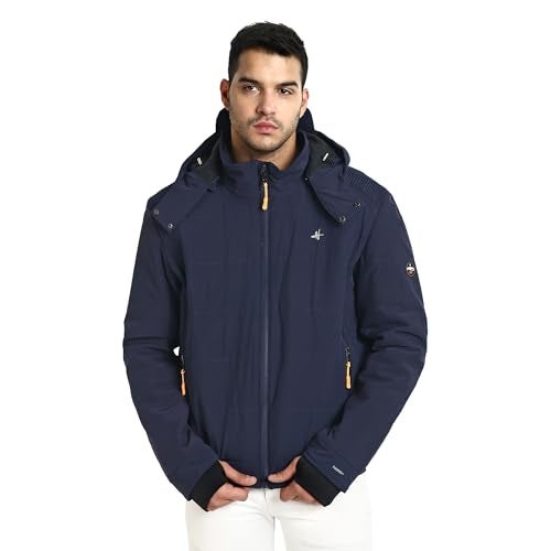 HIVER Men's Nylon Standard Length Jacket Water Proof Full-Sleeved Winter Jacket with Hood For Minus Degree (Royal Blue, 2XL) - Image 1