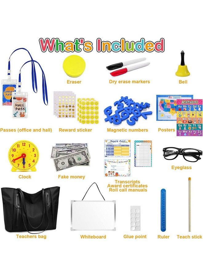 Alritz Pretend Play Teacher Set Classroom Learning Education Gifts Includes Reusable White Board Bell Clock And More Be Teacher Or Student Toy Gift For Boys Girls 5 6 7 8 9 10 11 12 Years Old - Image 5