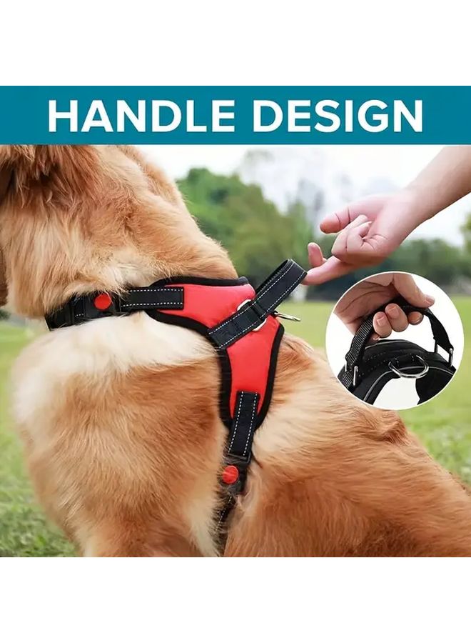 Red XL Adjustable No Pull Reflective Dog Harness With Handle - Image 4