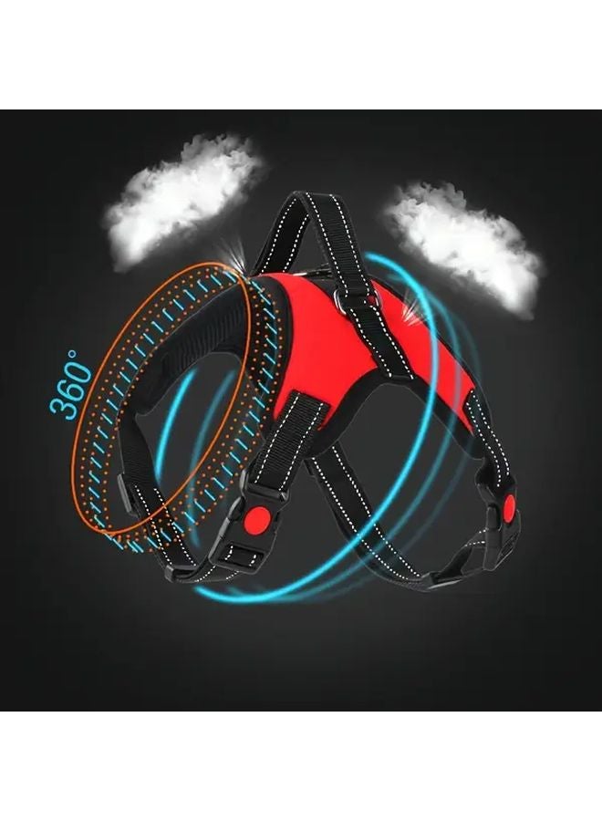 Red XL Adjustable No Pull Reflective Dog Harness With Handle - Image 3